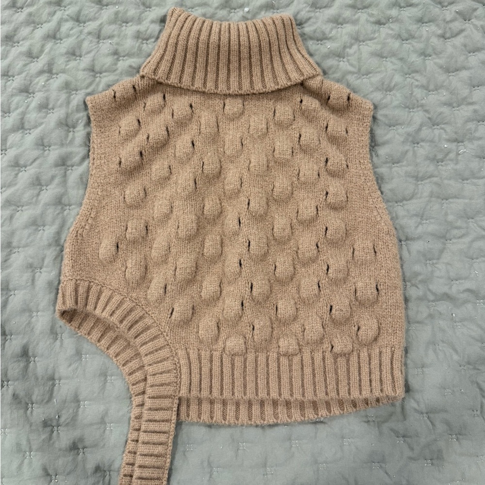 Zara Camel Cowl Neck Sweater Vest